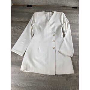 Jason Wu Womens White Wrap Blazer Dress Medium With Button Detail & Long Sleeves